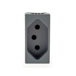 Tomada 2P T 10A 250V cinza Pial Plus + Tomada 2P T 10A 250V cinza Pial Plus - 1