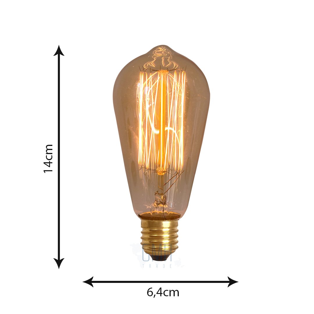 Lampara Vintage Globo St64 E27 24w Filamento De Carbono