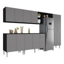 Ver imagem 2 de Armário Cozinha Modulada Completa 298cm Pequim Top Multimóveis Mp3769 Preto/lacca Fumê
