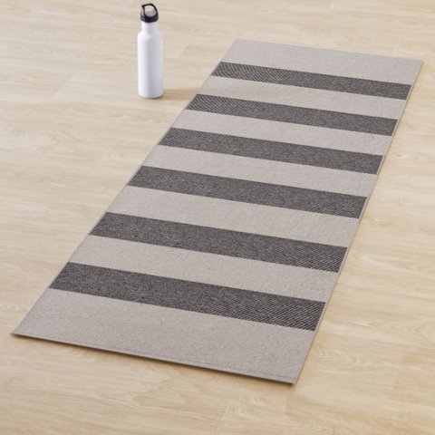 Tapete Passadeira Boho Listrado 43x140cm Bege/Tabaco - Antiderrapante FASTLAR
