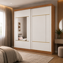 Ver imagem 1 de Guarda-Roupa Casal Elise 2 Portas de Correr 4 Gavetas com Espelhos 100 MDF Pm Home