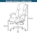 Ver imagem 6 de Cadeira Escritório Presidente Axen Domann Design Assento PU Preto Retrátil Base Metal