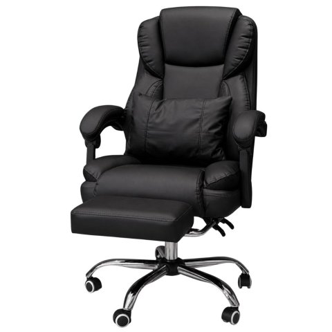 Cadeira Escritório Presidente Axen Domann Design Assento PU Preto Retrátil Base Metal