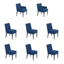 Ver imagem 1 de Kit 6 Cadeiras Germany + 2 Germany Retro Suede Azul Royal Dominic Decor