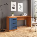 Ver imagem 1 de Mesa para Escritório Lisboa 3 Gavetas Azul Freijó - Politorno