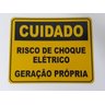 Placa Cuidado Risco de Choque Elétrico Geração Própria Light - Tam 25x20 Alumínio com 20Un - 1