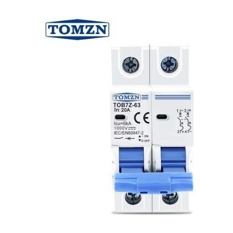 Disjuntor Dc/Cc 20A 1000V Bipolar para Painéis Solar / Baterias