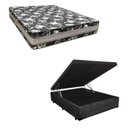 Ver imagem 1 de Cama Base Box Baú Casal Super Black Suede Preto + Colchão Casal Super Black D33 28x138x188