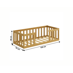 Cama Infantil Montessoriana com Grade Madeira Luxo Quarto da Criança Cercado com Colchão Cor Nature - 4