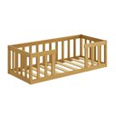 Ver imagem 3 de Cama Infantil Montessoriana com Grade Madeira Luxo Quarto da Criança Cercado com Colchão Cor Nature