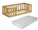 Ver imagem 2 de Cama Infantil Montessoriana com Grade Madeira Luxo Quarto da Criança Cercado com Colchão Cor Nature