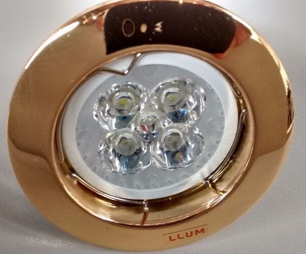 Spot Super LED 5W Gu10 para Teto Sanca e Gesso Cor Ouro - Llum - Branco Quente