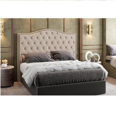 Cabeceira para Cama Box Queen Alice Linho Bege Qualé Qualé