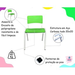 Kit 2 Cadeiras Infantil Iso Verde-limão Brinquedoteca Escolas Ecomhome - 7