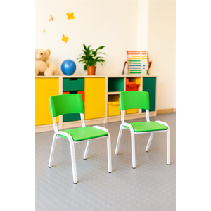 Kit 2 Cadeiras Infantil Iso Verde-limão Brinquedoteca Escolas Ecomhome