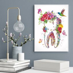 Quadro Dente com Flores- Odontologia 24x18cm:madeira Preta - 2