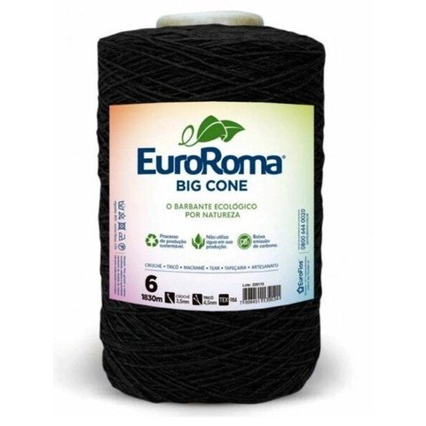 KIT 3 Barbante nº6 1,8kg EuroRoma Preto