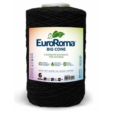Kit 3 Barbante Nº6 1,8kg Euroroma Preto