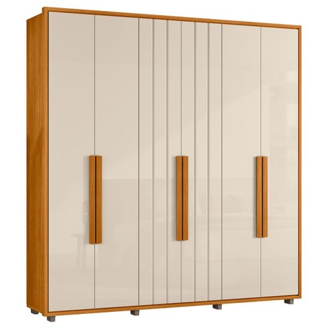 Guarda Roupa Casal 230cm com 6 Portas Barok Off/cinamomo Z10 - Mpozenato