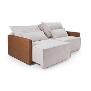 Sofá Boucle Composê San Marino 2,40m Retrátil Reclinável Império Boucle 210 Bege