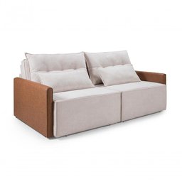 Sofá Boucle Composê San Marino 2,40m Retrátil Reclinável Império Boucle 210 Bege - 4