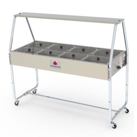 Buffet Térmico 8 Cubas Progás Tampas de Vidro Prb-08GN 127V