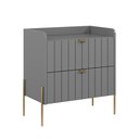 Ver imagem 3 de Mesa de Cabeceira Cinza em Madeira MDF Moriah 60cm Pés de Ferro Dourado