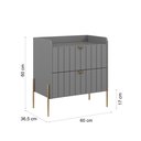 Ver imagem 5 de Mesa de Cabeceira Cinza em Madeira MDF Moriah 60cm Pés de Ferro Dourado