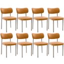 Ver imagem 1 de Kit 08 Cadeiras Estofadas para Sala de Jantar Melina Base Arena L02 Couríssimo Whisky - Lyam Decor