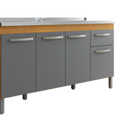 Ver imagem 3 de Gabinete 150cm para Pia Multiuso Balcão Cozinha Armário Freijó/grafite