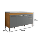 Ver imagem 2 de Gabinete 150cm para Pia Multiuso Balcão Cozinha Armário Freijó/grafite