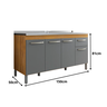Gabinete 150cm para Pia Multiuso Balcão Cozinha Armário Freijó/grafite - 2