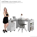 Ver imagem 3 de Conjunto de Mesa Para Escritório Estudos Alessa M1 M2 Lukaliam Branco