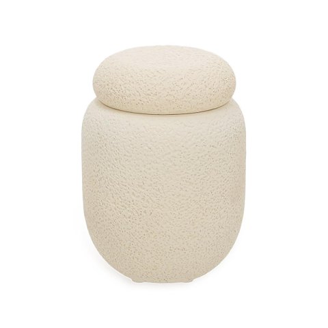 Pote com Tampa em Cimento Off White Mart 11cm