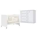 Ver imagem 1 de Berço Americano Evolution 4 em 1 Branco Acetinado Reller e Cômoda Americano Branco Hp - Henn