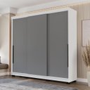 Ver imagem 1 de Roupeiro Lisboa 3 Portas de Correr 4 Gavetas 217x213cm Branco/Cinza 240846