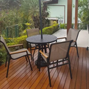 Ver imagem 3 de Mesa Estrutura e Tampo de Alumínio Ripado 80cm de Diâmetro Cor Marrom