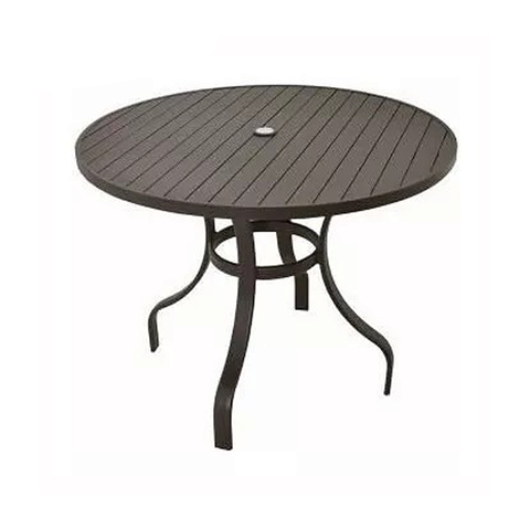 Mesa Estrutura e Tampo de Alumínio Ripado 80cm de Diâmetro Cor Marrom