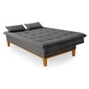 Ver imagem 3 de Sofá Cama Reclinável Melim 2 Lugares Confortável Suede Pés de Madeira