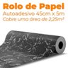 Papel de Parede Decorativo Adesivo Marmorizado 4 Rolos 45cm X 5m - Rio Home Preto - 9