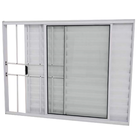Janela Veneziana 3 Folhas Alumínio Branco Modular com Grade:100 x 120