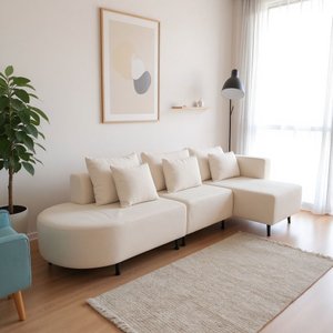 Sofá Super Luxo Venari 3,40m com Módulo Ilha e Chaise com Braço Slim Almofadas Decorativas e Vários