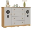 Ver imagem 2 de Cômoda Infantil 125cm 2 Portas com Vidro e 4 Gavetas Sonho Multimóveis Mp4475 Madeirado/off White