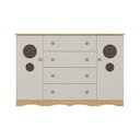 Ver imagem 7 de Cômoda Infantil 125cm 2 Portas com Vidro e 4 Gavetas Sonho Multimóveis Mp4475 Madeirado/off White