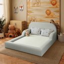 Ver imagem 2 de Cama Colchão Casal Montessoriana Infantil Proteção Lateral Cor:cinza Claro