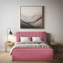 Ver imagem 2 de Kit Cabeceira e Calçadeira Baú Casal Queen 1,60m Londres Veludo Rosa Dal Poz Estofados