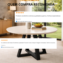Ver imagem 4 de Mesa Jantar Redonda para 4 Lugares Pés Madeira Maciça Pérola - Tampo Mdf/vidro - Off White/preto