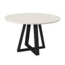 Mesa Jantar Redonda para 4 Lugares Pés Madeira Maciça Pérola - Tampo Mdf/vidro - Off White/preto - 2