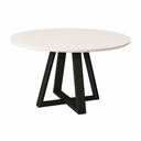 Ver imagem 2 de Mesa Jantar Redonda para 4 Lugares Pés Madeira Maciça Pérola - Tampo Mdf/vidro - Off White/preto