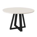 Ver imagem 2 de Mesa de Jantar Tampo Mdf/vidro Redonda para 4 Lugares Pés Madeira Maciça Pérola - Preto/off White